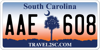 SC license plate AAE608