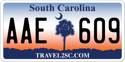 SC license plate AAE609