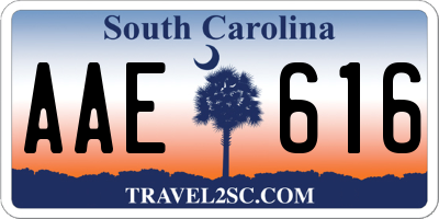 SC license plate AAE616