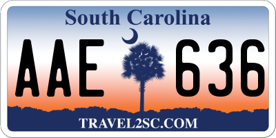 SC license plate AAE636