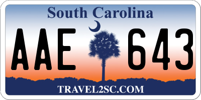 SC license plate AAE643