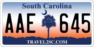 SC license plate AAE645