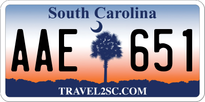 SC license plate AAE651