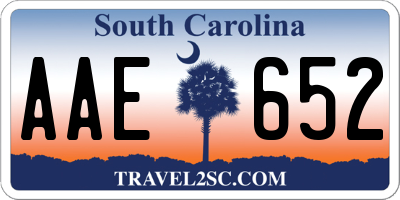 SC license plate AAE652