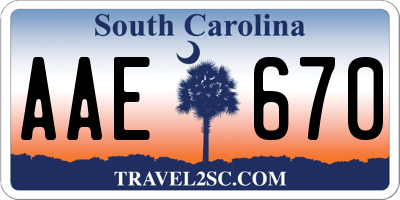 SC license plate AAE670