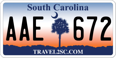 SC license plate AAE672