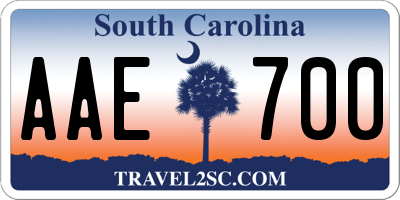 SC license plate AAE700