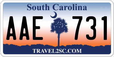 SC license plate AAE731