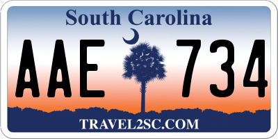 SC license plate AAE734