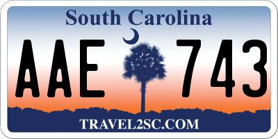 SC license plate AAE743