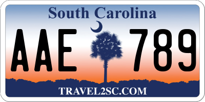 SC license plate AAE789