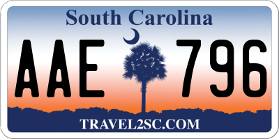 SC license plate AAE796