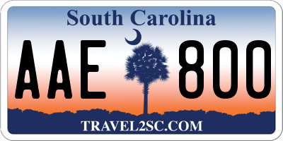 SC license plate AAE800