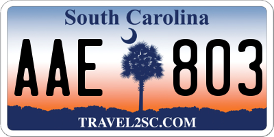 SC license plate AAE803