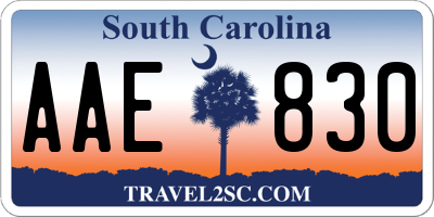 SC license plate AAE830