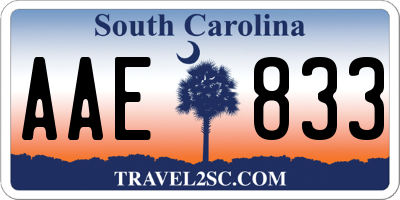 SC license plate AAE833