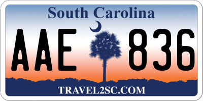 SC license plate AAE836