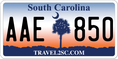 SC license plate AAE850
