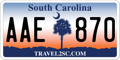 SC license plate AAE870