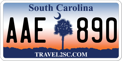SC license plate AAE890