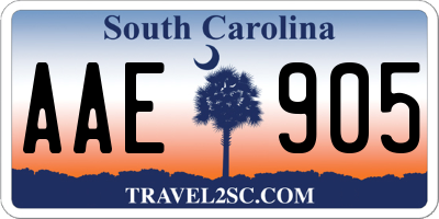 SC license plate AAE905