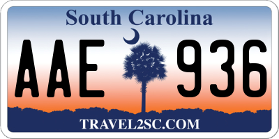 SC license plate AAE936