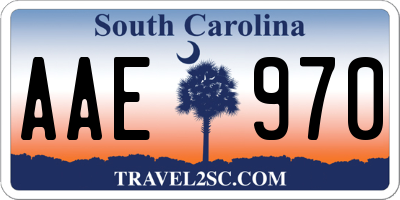 SC license plate AAE970