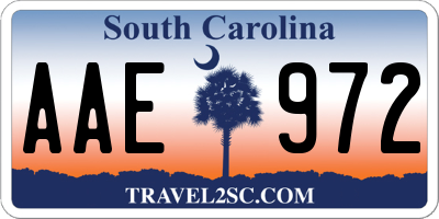 SC license plate AAE972