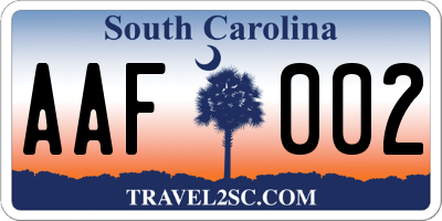 SC license plate AAF002