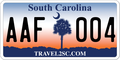 SC license plate AAF004