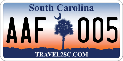 SC license plate AAF005