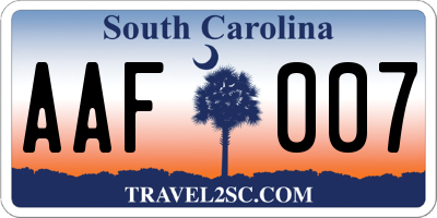 SC license plate AAF007