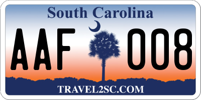 SC license plate AAF008