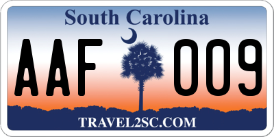 SC license plate AAF009