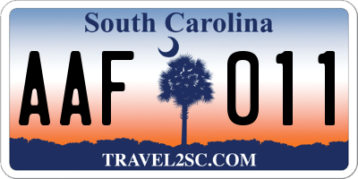 SC license plate AAF011