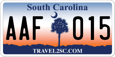 SC license plate AAF015