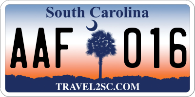 SC license plate AAF016