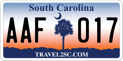 SC license plate AAF017