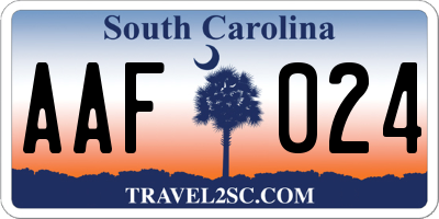 SC license plate AAF024