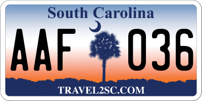 SC license plate AAF036