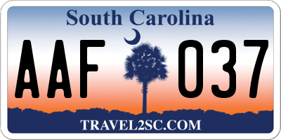 SC license plate AAF037