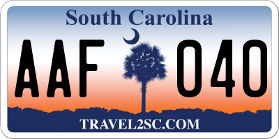 SC license plate AAF040