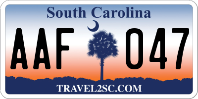 SC license plate AAF047