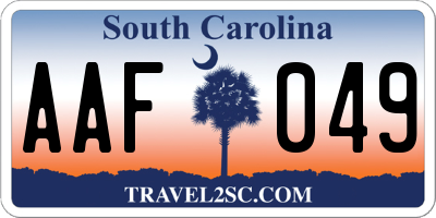 SC license plate AAF049