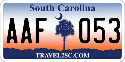 SC license plate AAF053