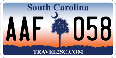 SC license plate AAF058