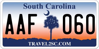 SC license plate AAF060