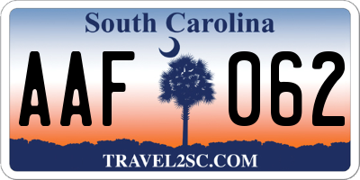 SC license plate AAF062