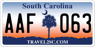 SC license plate AAF063
