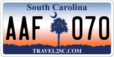 SC license plate AAF070